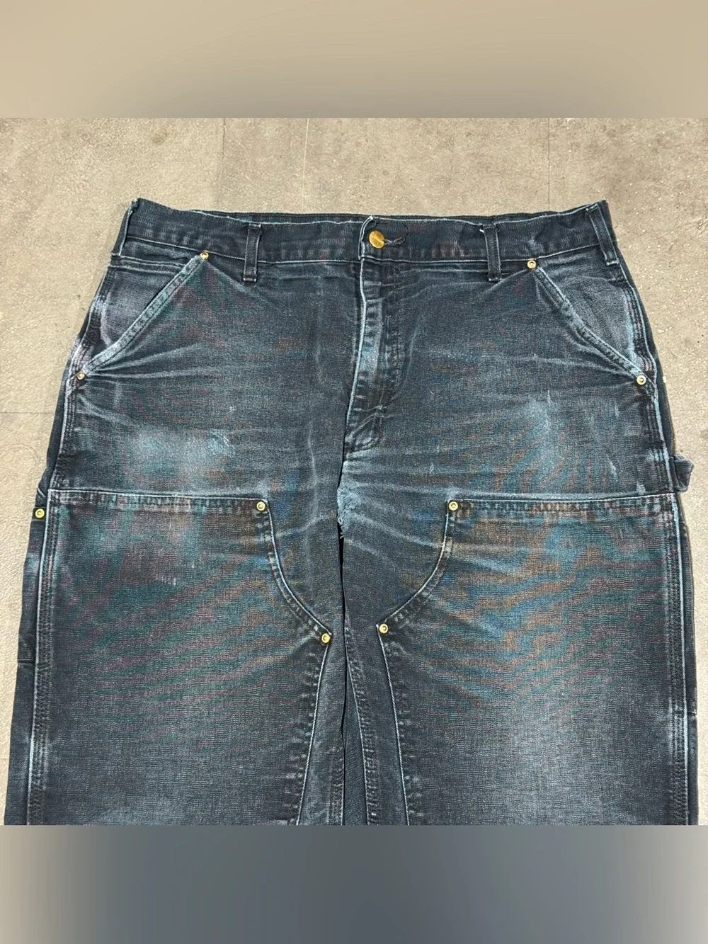 Vintage Carhartt B01 BLK Double Knee Carpenter Pants - 36x32 Distressed & Faded
